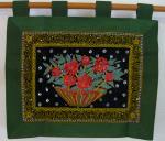 Red flowers in vase with color sequins Kalaga 00143