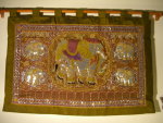 LE1008 five elephants one big with purple saddle large full kalaga