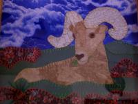 Hand stitched Big horn Sheep tapestry
