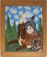 Hand stitched Indian girl with friends tapestry