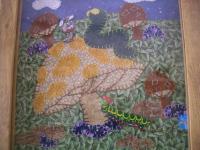 Hand stitched Mushroom and friends tapestry