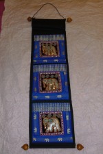 lett-01 Fabrics Letter Holder Applique Elephants on pockets Blue