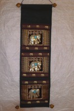 lett-08 Fabrics Letter Holder Applique Elephants on Pockets dark-brown