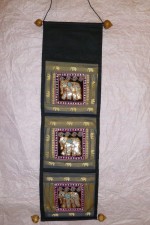 lett-07 Fabrics Letter Holder Applique Elephants on pockets Gray