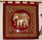SQY1067 One large Elephant Glass beads Circle Original Sequins Red Velvet Squared Kalaga