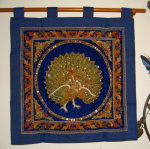 Copper1070 Georgeous Peacock Green fan Blue velvet Square Kalaga