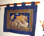 SM00154 Single Silver Dragon Blue Velvet Small Kalaga