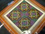 Thai-hand cross stitched pillow sham light brown