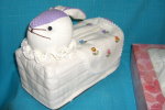 T-bunny-14 Stuffed Bunny Head white-lavender Tissue Box Cover
