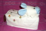 T-cow-12 Stuffed Cow Head white-blue Tissue Box Cover