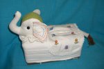T-elep-19 Stuffed Elephant Head White-green Tissue Box Cover