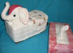 T-elep-20 Stuffed Elephant Head White-red Tissue Box Cover