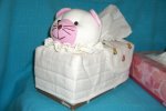 T-pig-13 Stuffed Baby Pig Head pink-white Tissue Box Cover